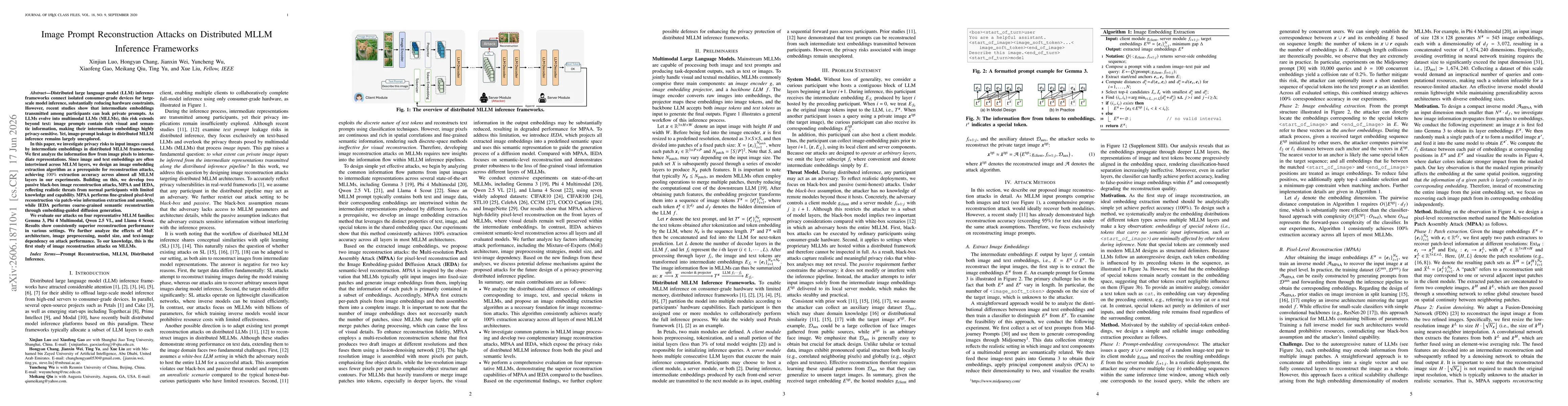 Thumbnail for Image Prompt Reconstruction Attacks on Distributed MLLM Inference Frameworks