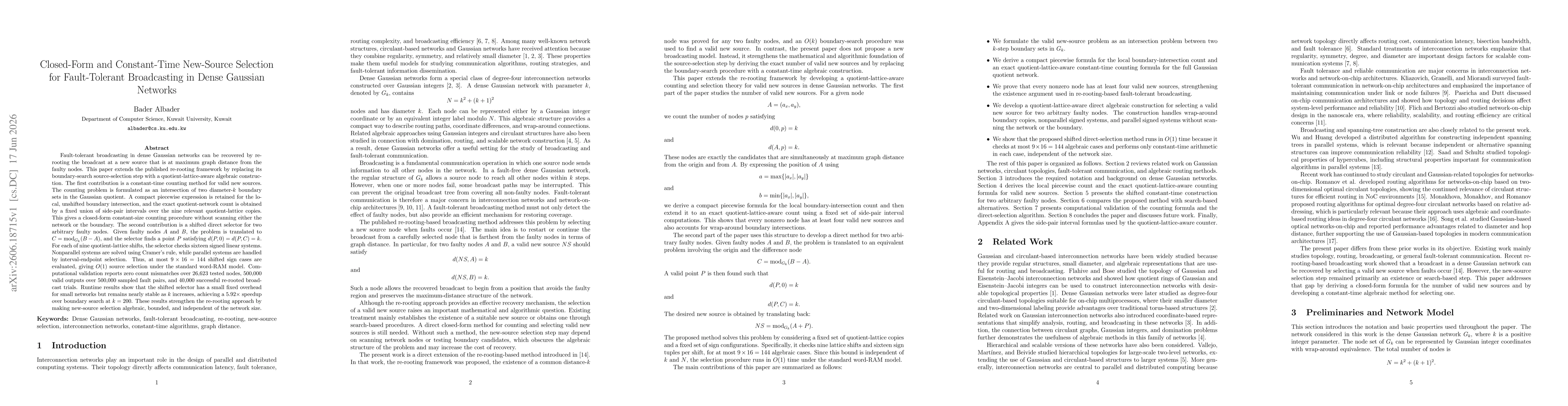 Thumbnail for Closed-Form and Constant-Time New-Source Selection for Fault-Tolerant Broadcasting in Dense Gaussian Networks