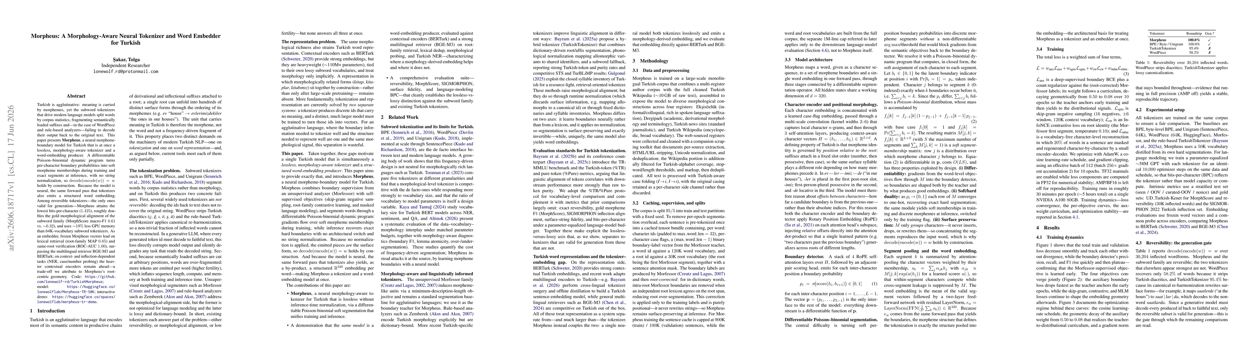 Thumbnail for Morpheus: A Morphology-Aware Neural Tokenizer and Word Embedder for Turkish