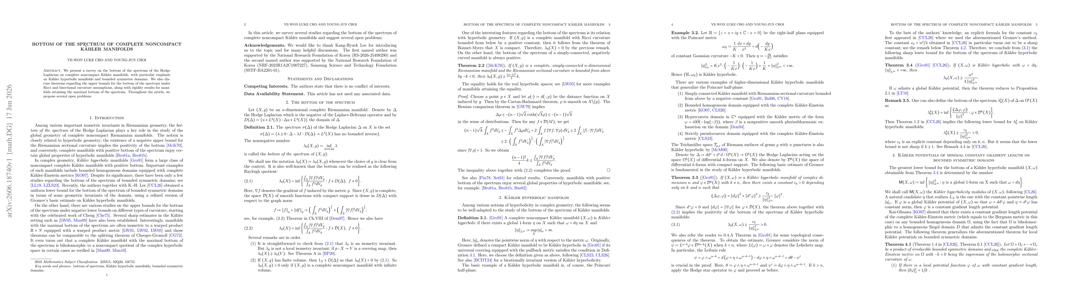 Thumbnail for Bottom of the spectrum of complete noncompact Kähler manifolds