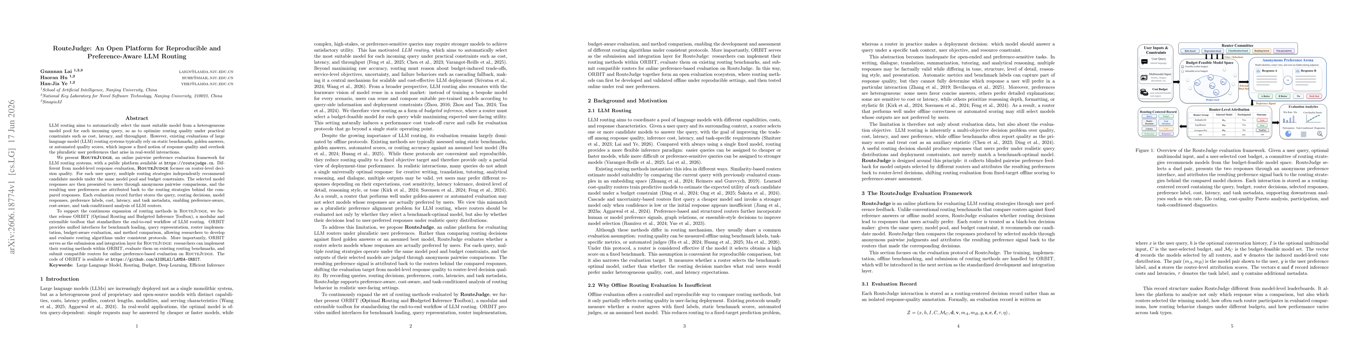 Thumbnail for RouteJudge: An Open Platform for Reproducible and Preference-Aware LLM Routing