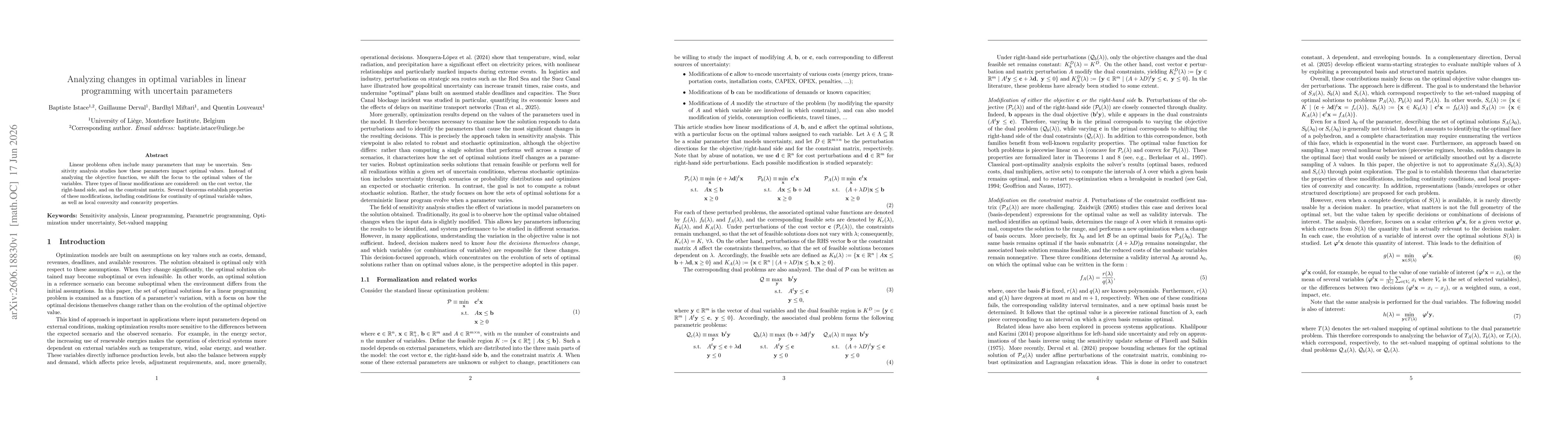 Thumbnail for Analyzing changes in optimal variables in linear programming with uncertain parameters