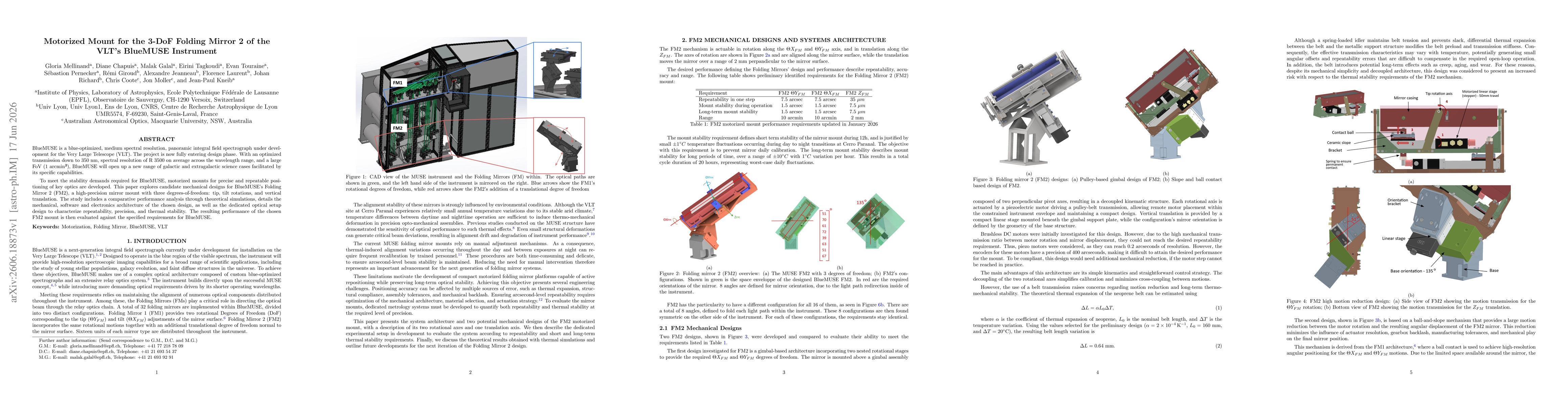 Thumbnail for Motorized Mount for the 3-DoF Folding Mirror 2 of the VLT's BlueMUSE Instrument