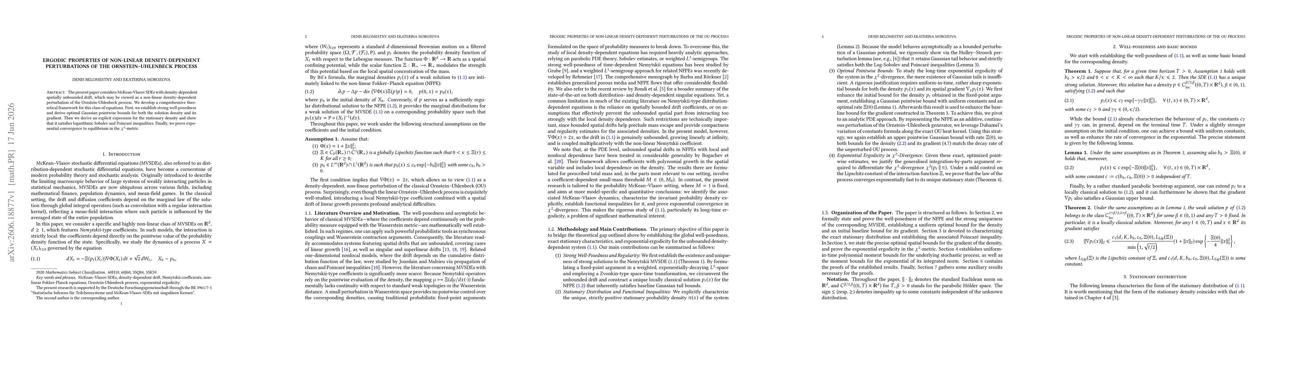 Thumbnail for Ergodic Properties of Non-Linear Density-Dependent Perturbations of the Ornstein-Uhlenbeck Process