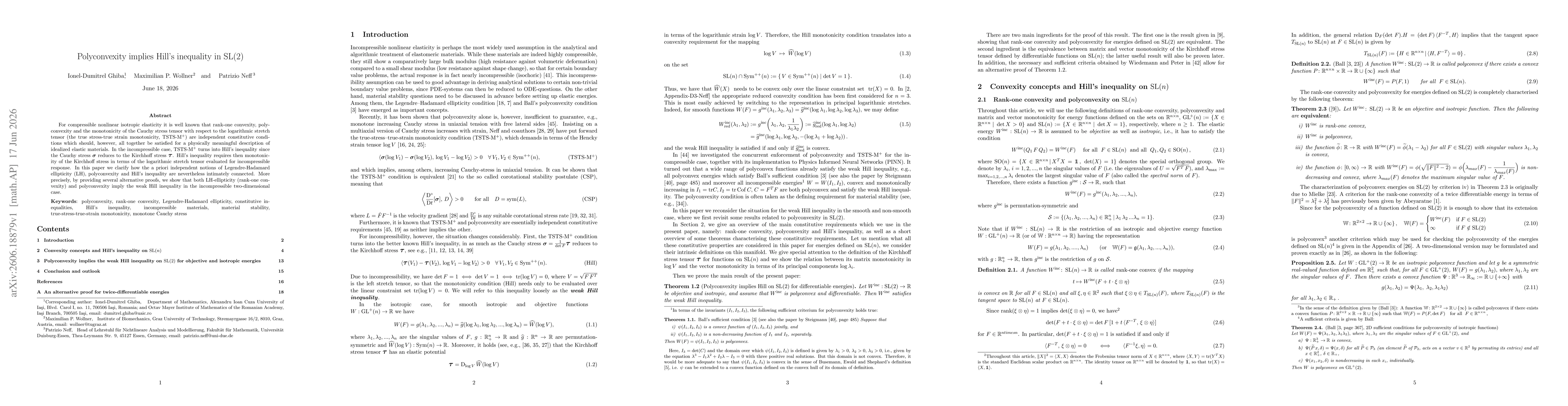 Thumbnail for Polyconvexity implies Hill's inequality in ${\rm SL}(2)$