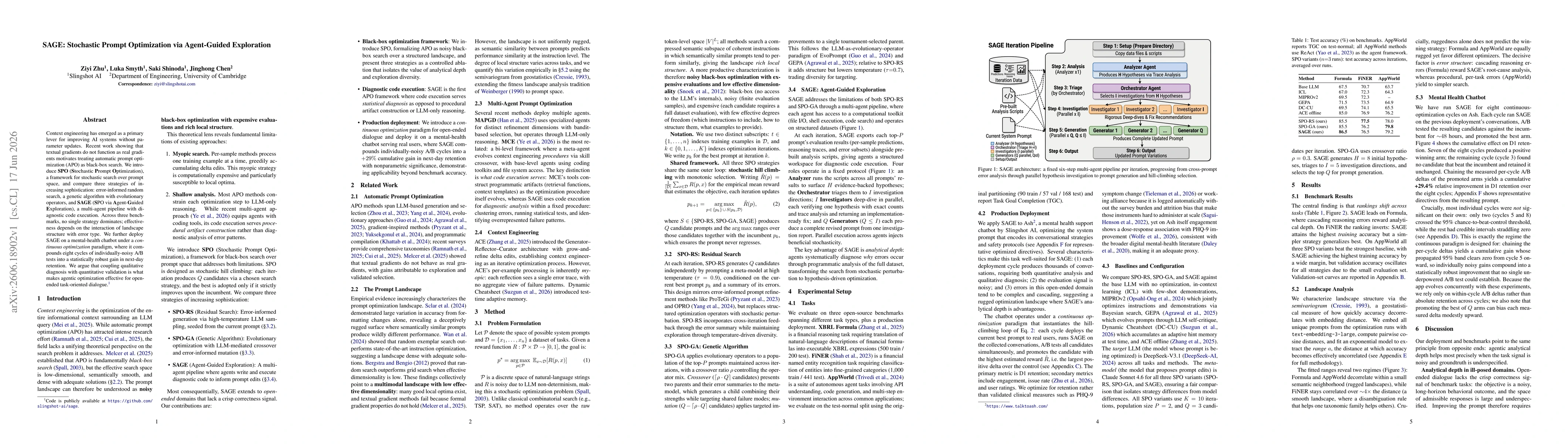 Thumbnail for SAGE: Stochastic Prompt Optimization via Agent-Guided Exploration