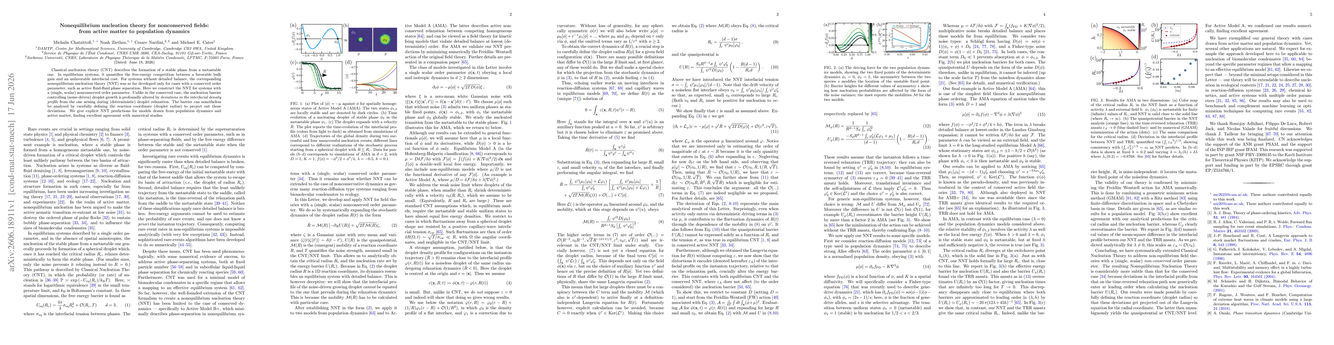 Thumbnail for Nonequilibrium nucleation theory for nonconserved fields: from active matter to population dynamics