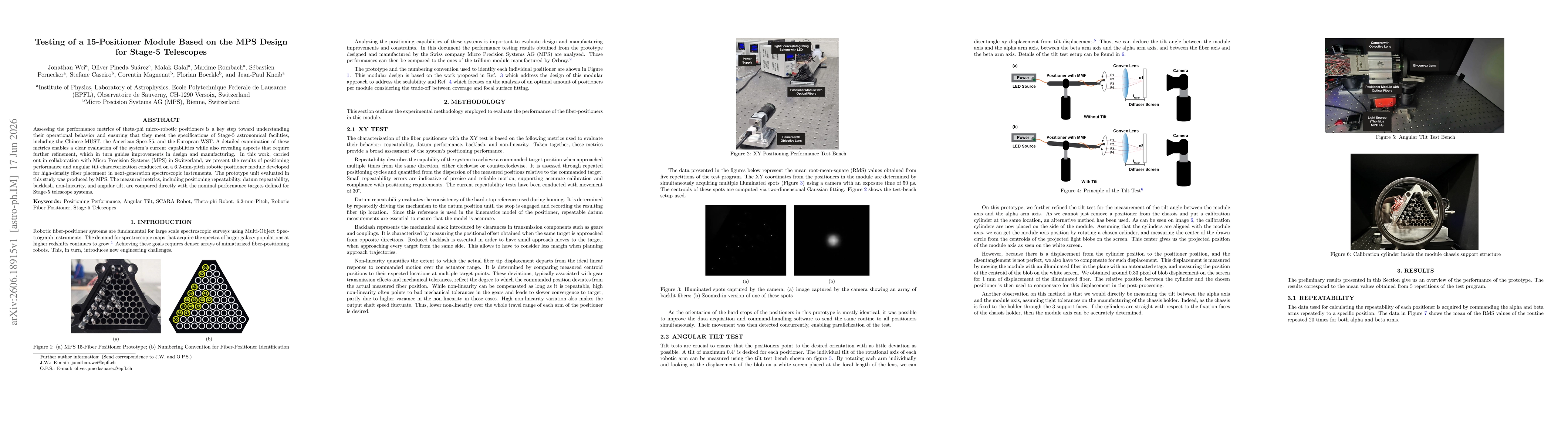 Thumbnail for Testing of a 15-Positioner Module Based on the MPS Design for Stage-5 Telescopes