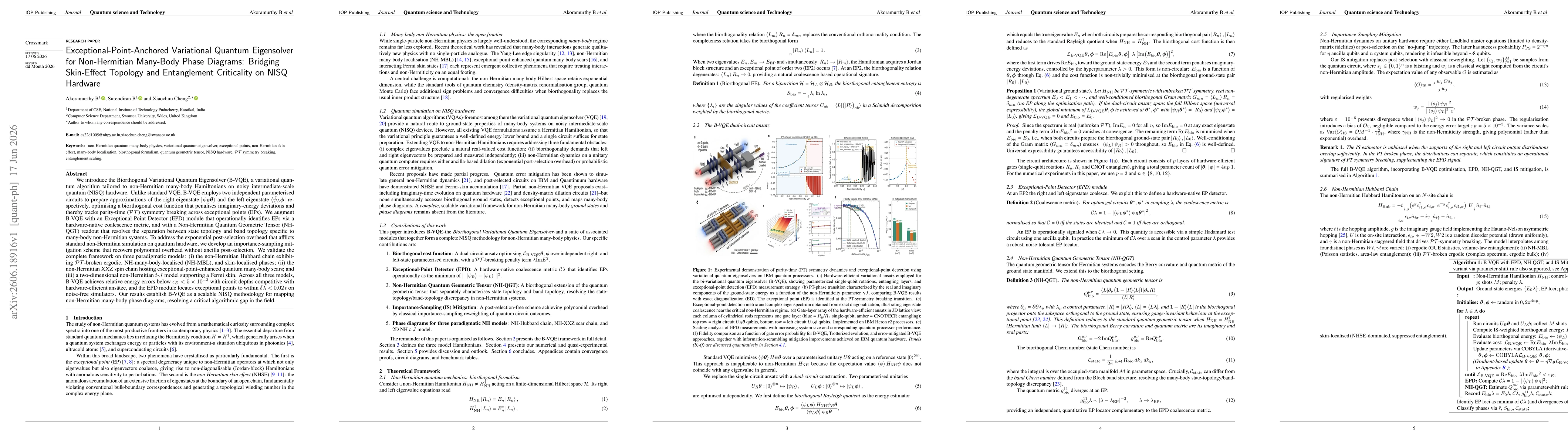 Thumbnail for Exceptional-Point-Anchored Variational Quantum Eigensolver for Non-Hermitian Many-Body Phase Diagrams: Bridging Skin-Effect Topology and Entanglement Criticality on NISQ Hardware