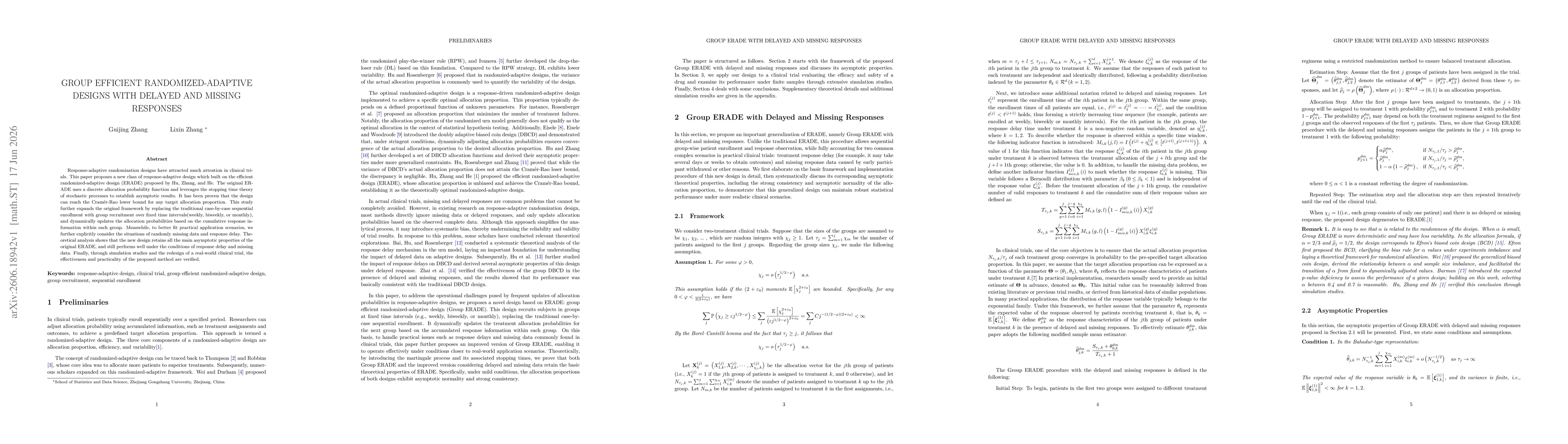 Thumbnail for Group Efficient Randomized-Adaptive Designs with Delayed and Missing Responses