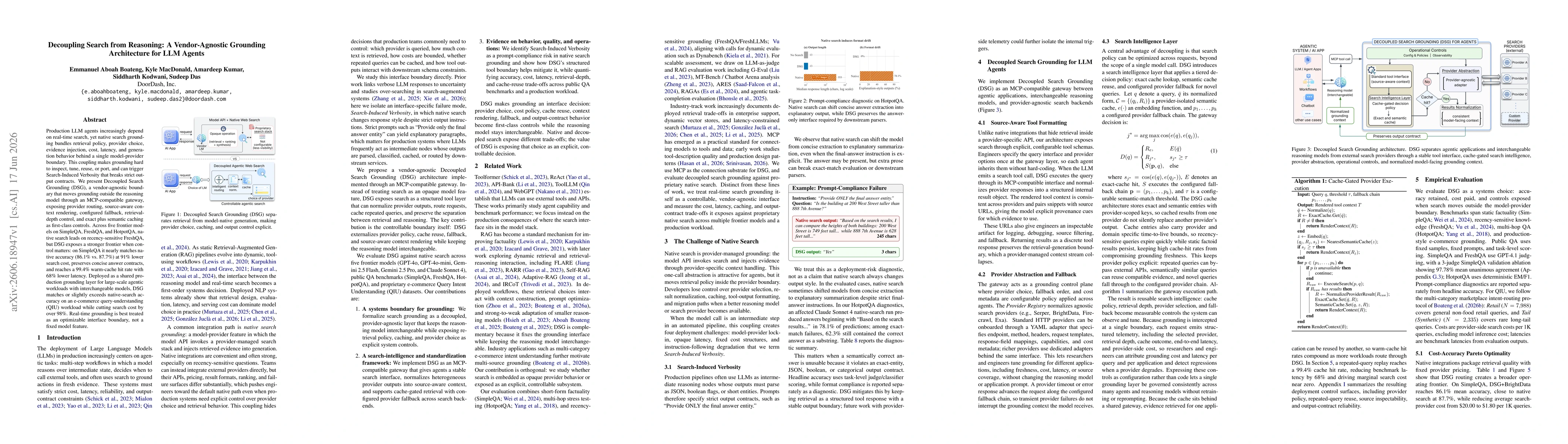 Thumbnail for Decoupling Search from Reasoning: A Vendor-Agnostic Grounding Architecture for LLM Agents