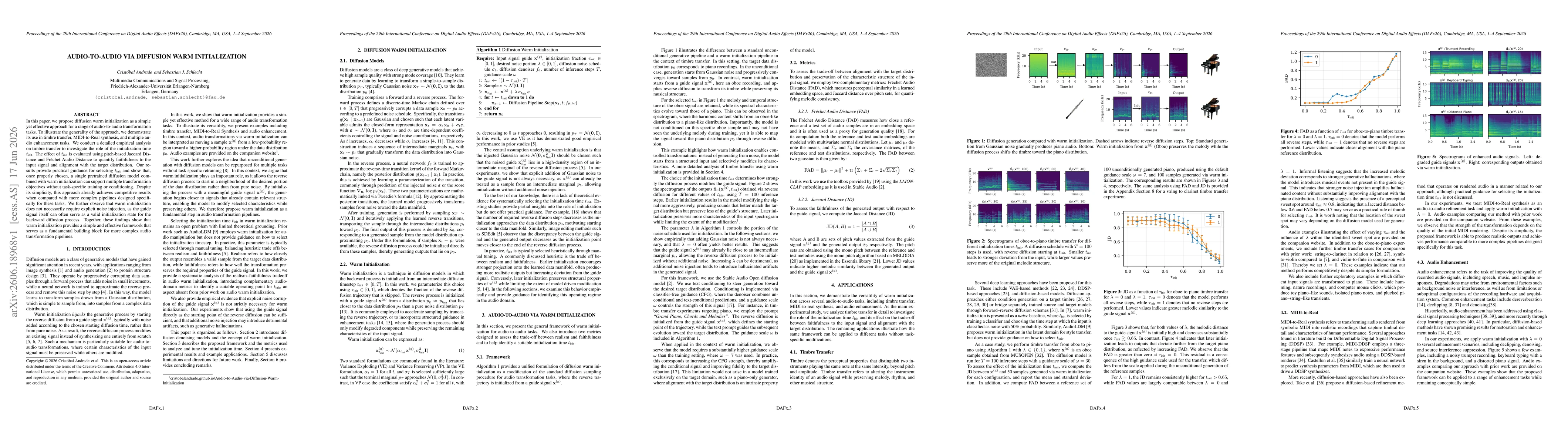 Thumbnail for Audio-to-Audio via Diffusion Warm Initialization