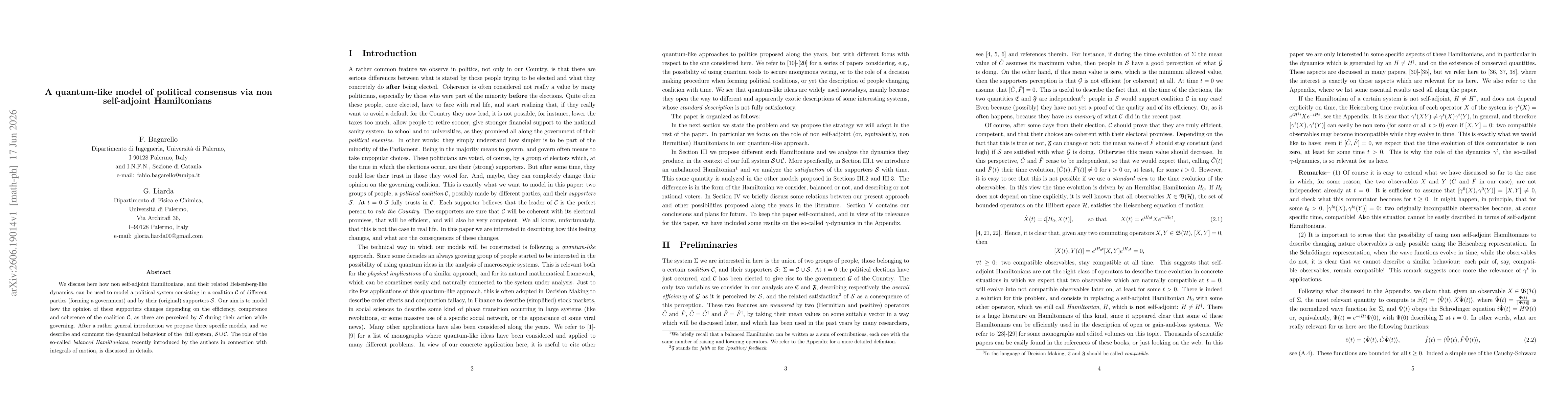 Thumbnail for A quantum-like model of political consensus via non self-adjoint Hamiltonians
