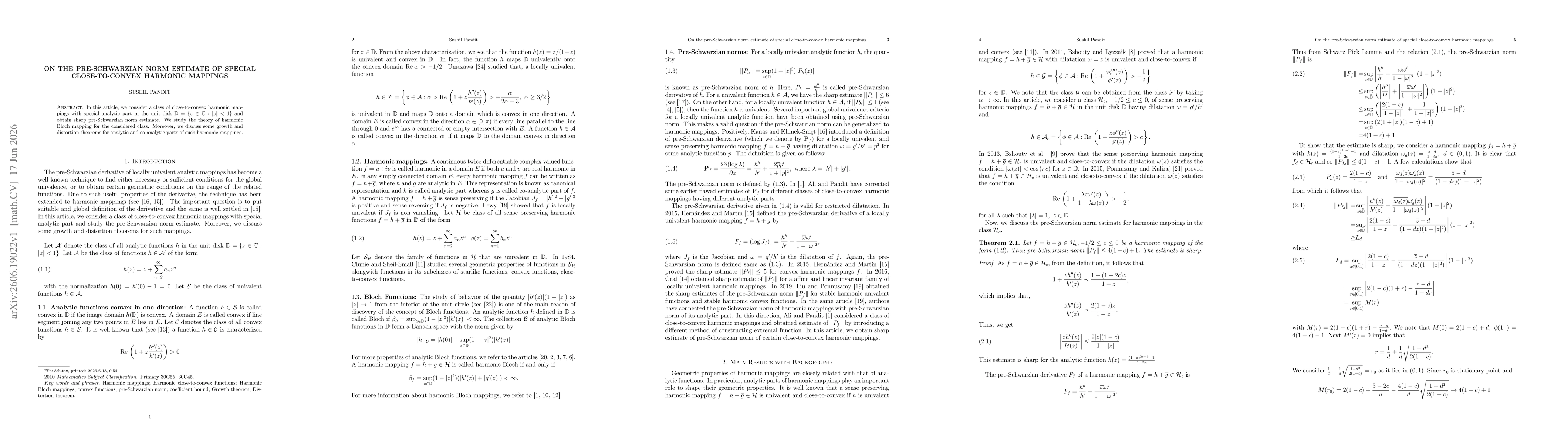 Thumbnail for On the pre-Schwarzian norm estimate of special close-to-convex harmonic mappings