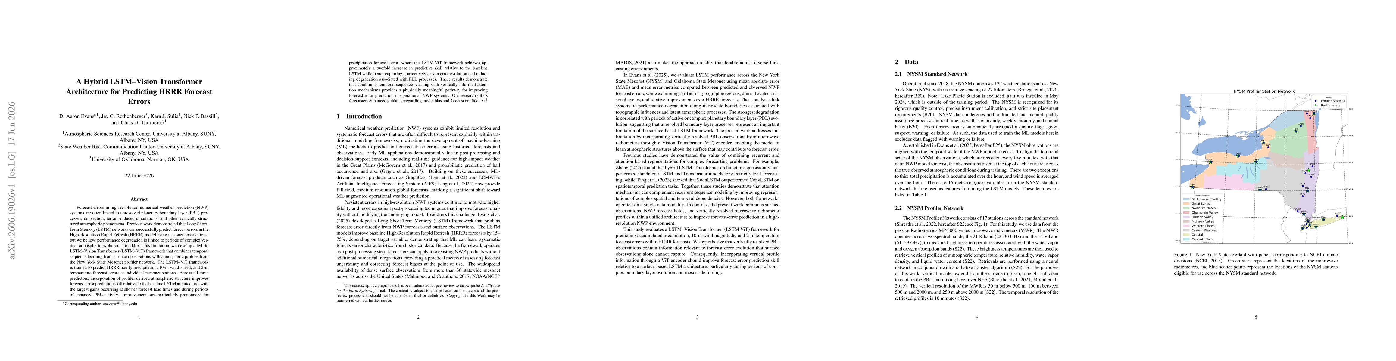 Thumbnail for A Hybrid LSTM--Vision Transformer Architecture for Predicting HRRR Forecast Errors