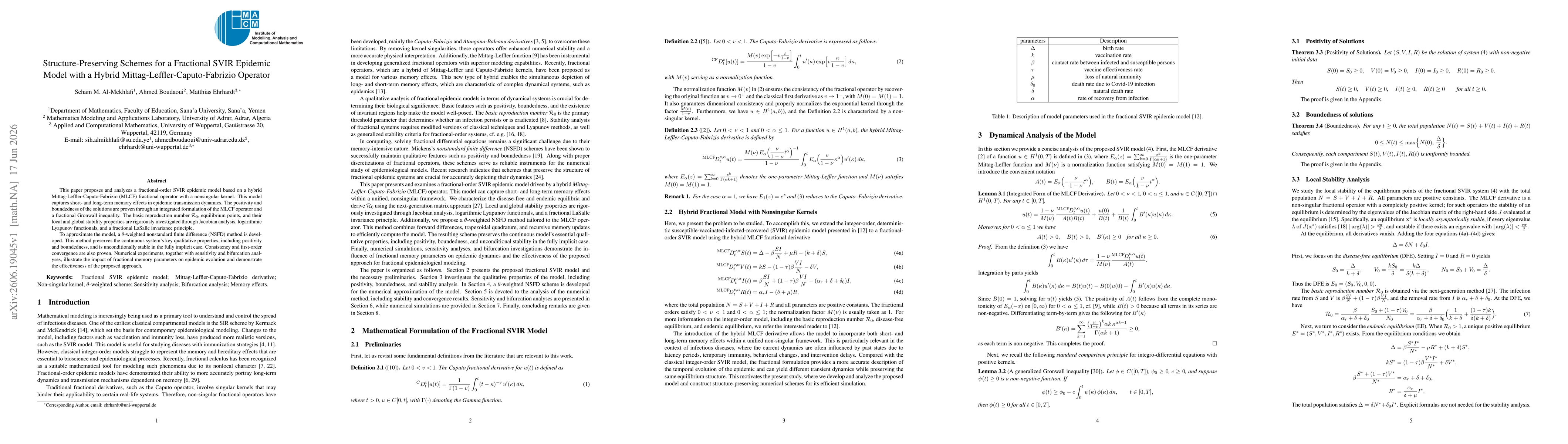 Thumbnail for Structure-Preserving Schemes for a Fractional SVIR Epidemic Model with a Hybrid Mittag-Leffler-Caputo-Fabrizio Operator