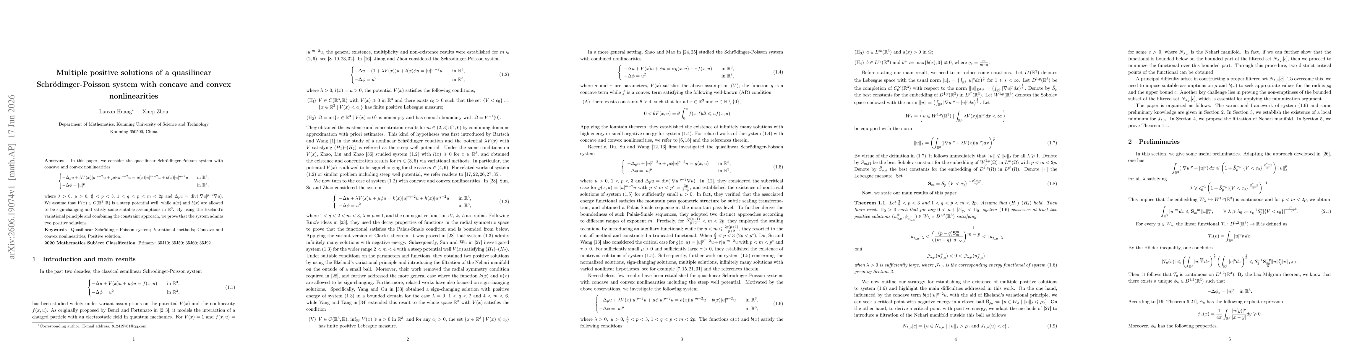 Thumbnail for Multiple positive solutions of a quasilinear Schrödinger-Poisson system with concave and convex nonlinearities