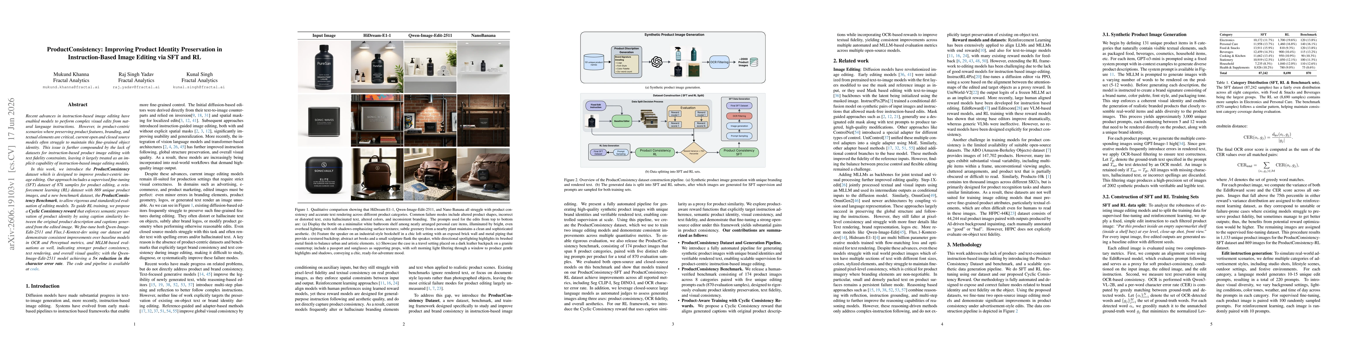 Thumbnail for ProductConsistency: Improving Product Identity Preservation in Instruction-Based Image Editing via SFT and RL