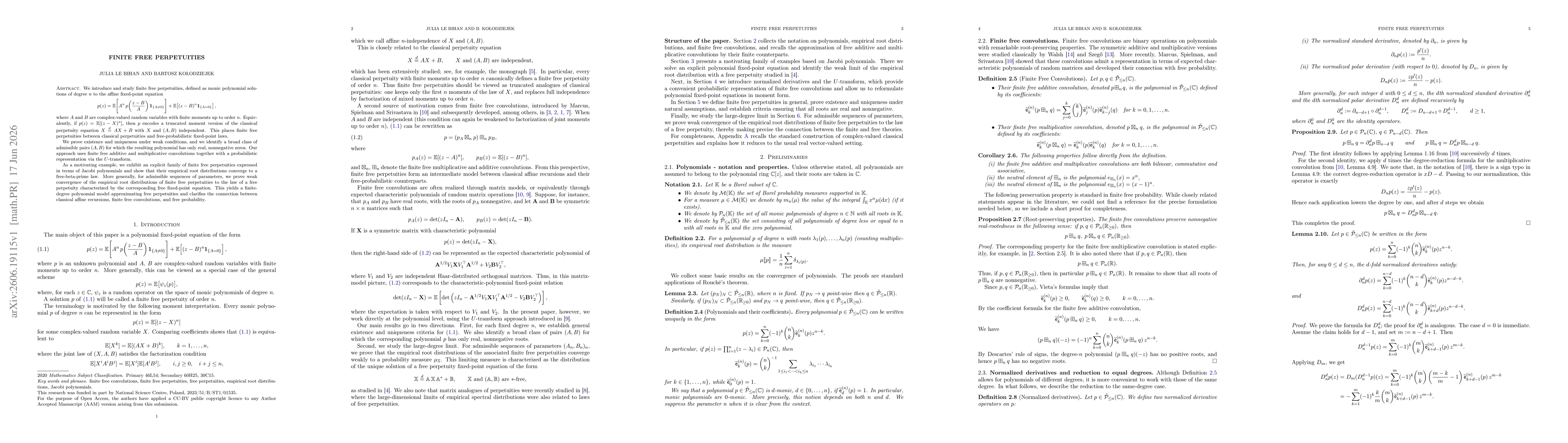 Thumbnail for Finite free perpetuities