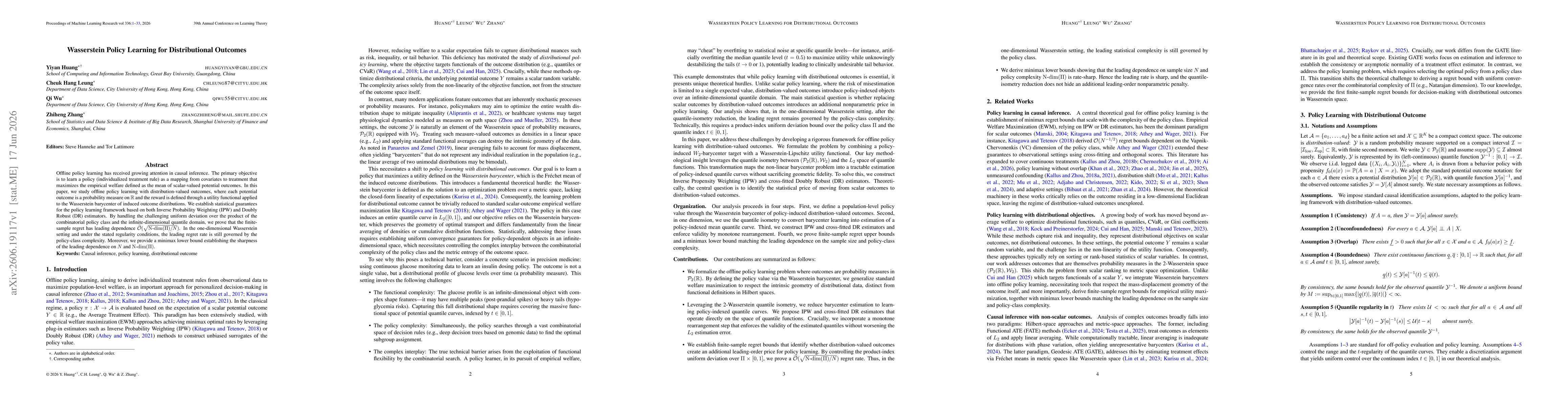 Thumbnail for Wasserstein Policy Learning for Distributional Outcomes