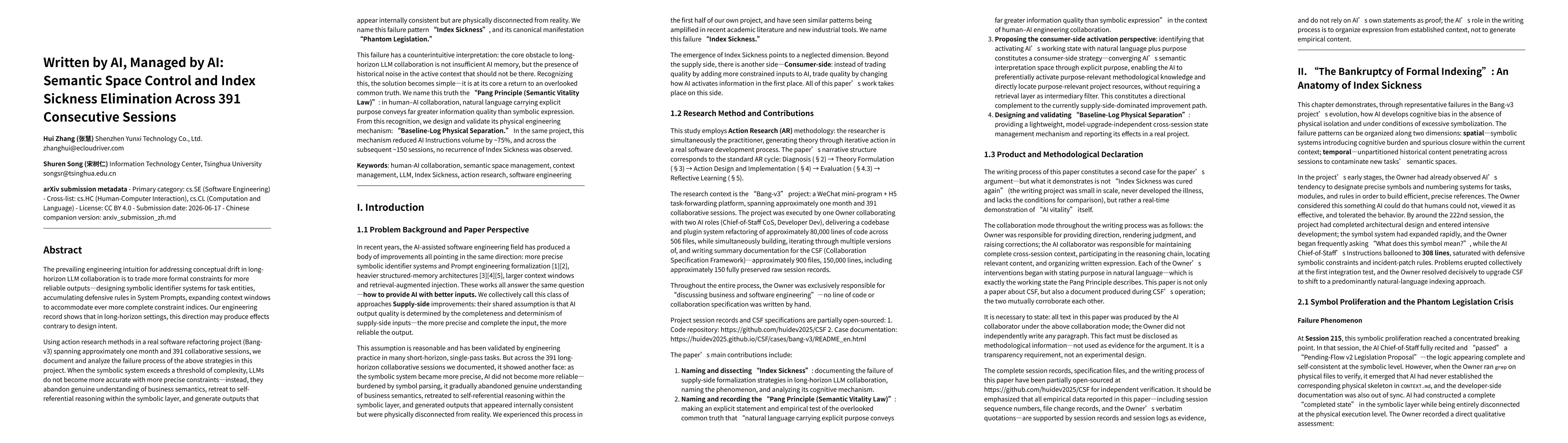 Thumbnail for Written by AI, Managed by AI: Semantic Space Control and Index Sickness Elimination Across 391 Consecutive Sessions