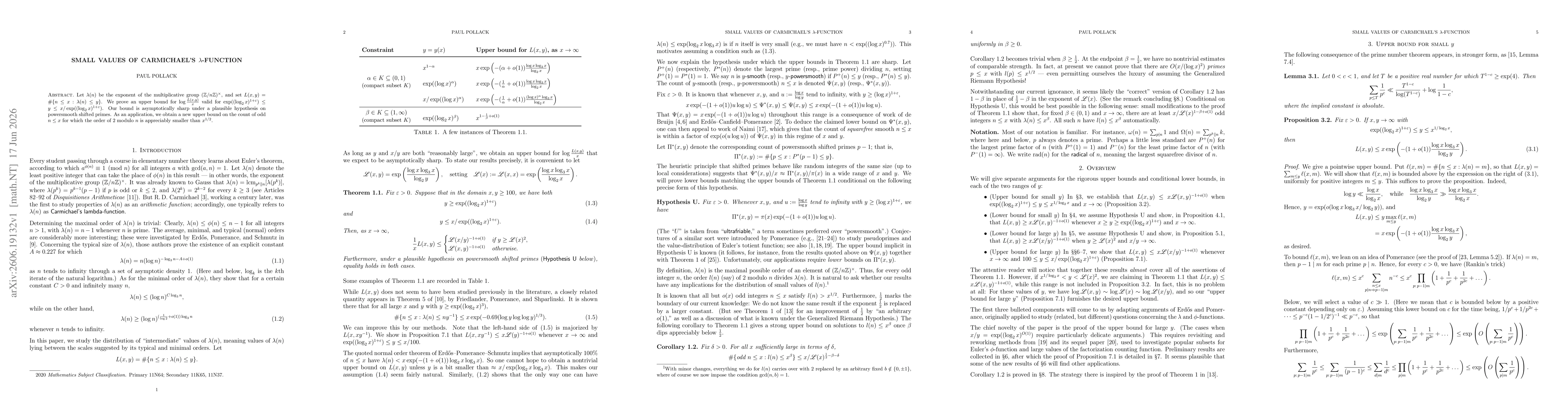 Thumbnail for Small values of Carmichael's lambda function