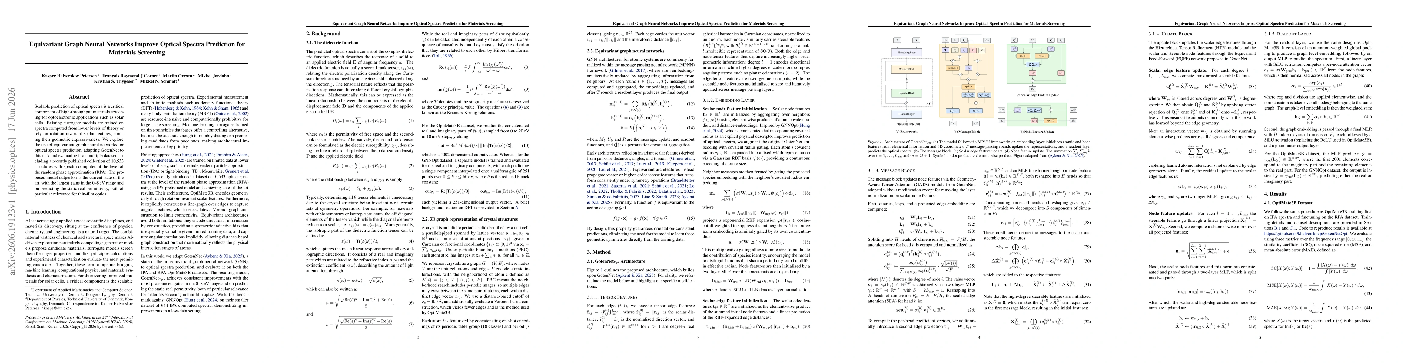 Thumbnail for Equivariant Graph Neural Networks Improve Optical Spectra Prediction for Materials Screening