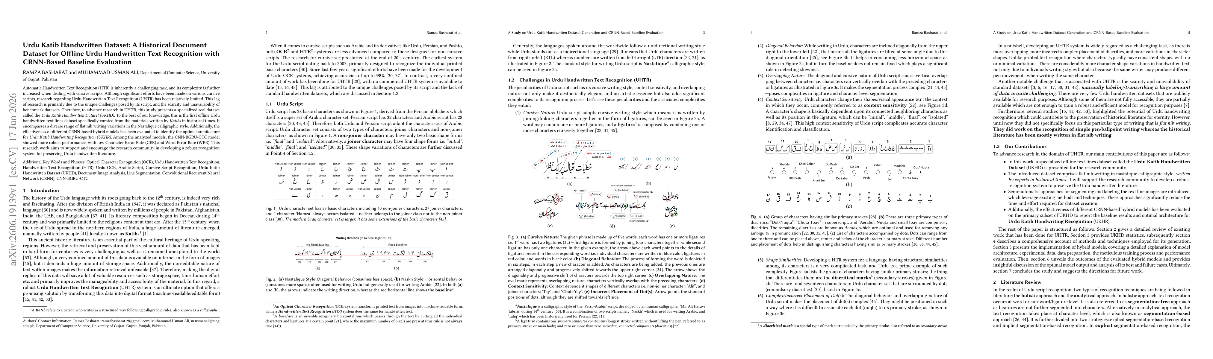 Thumbnail for Urdu Katib Handwritten Dataset: A Historical Document Dataset for Offline Urdu Handwritten Text Recognition with CRNN-Based Baseline Evaluation