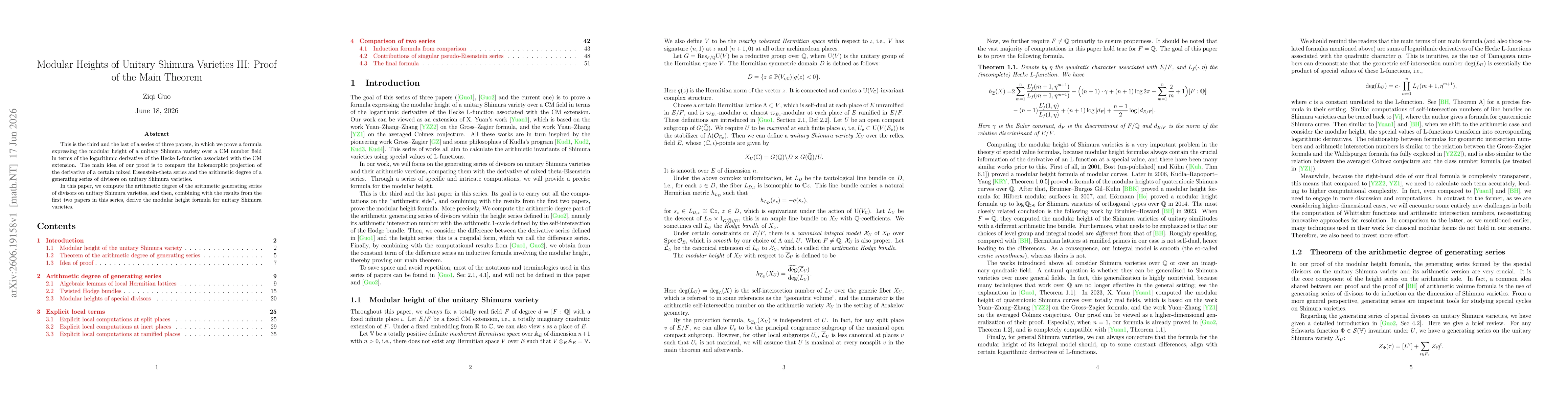 Thumbnail for Modular Heights of Unitary Shimura Varieties III: Proof of the Main Theorem