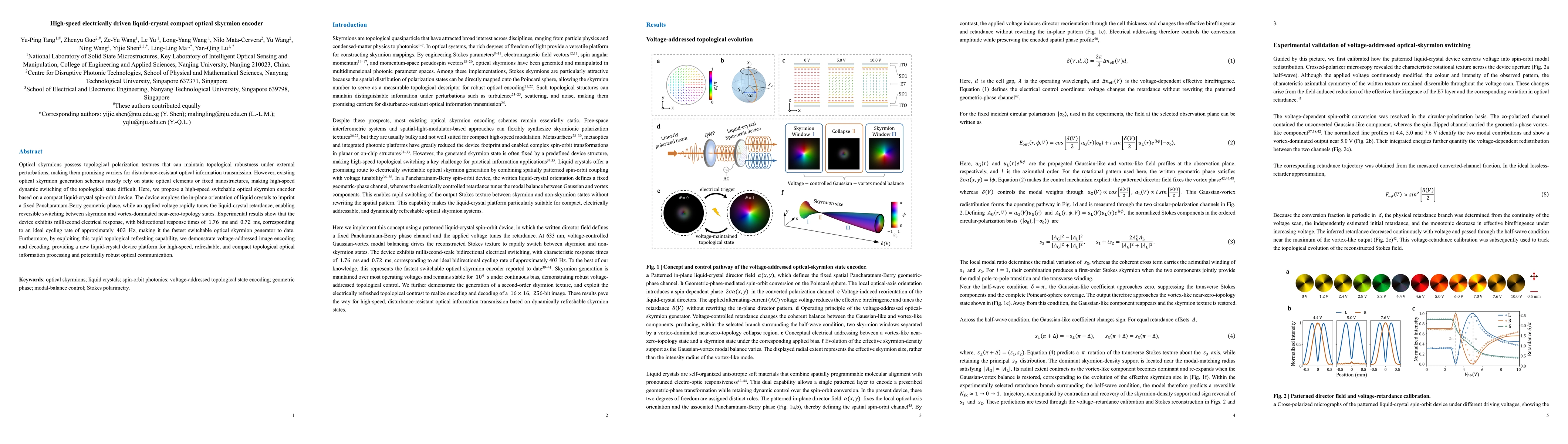 Thumbnail for High-speed electrically driven liquid-crystal compact optical skyrmion encoder