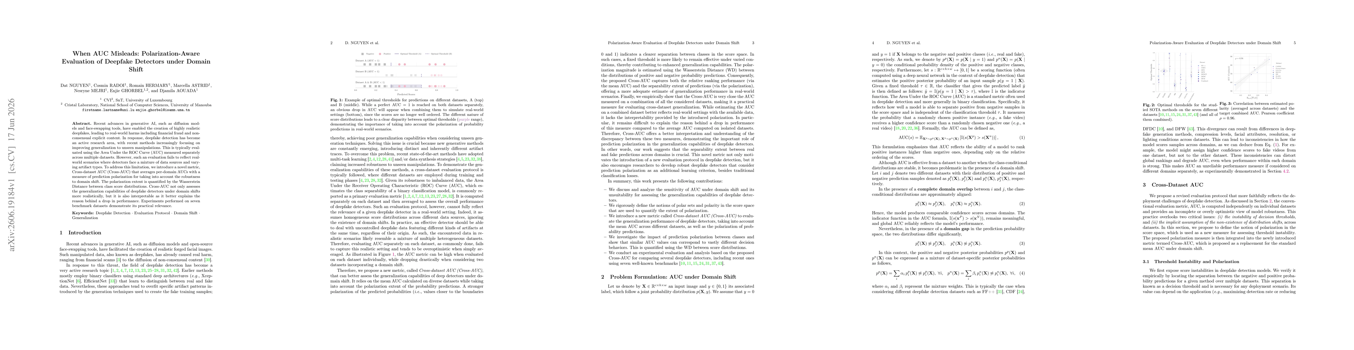 Thumbnail for When AUC Misleads: Polarization-Aware Evaluation of Deepfake Detectors under Domain Shift
