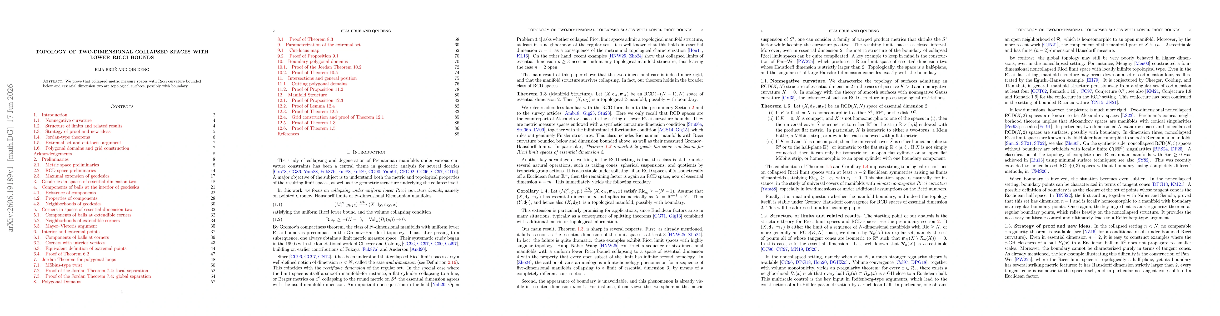 Thumbnail for Topology of two-dimensional collapsed spaces with lower Ricci bounds
