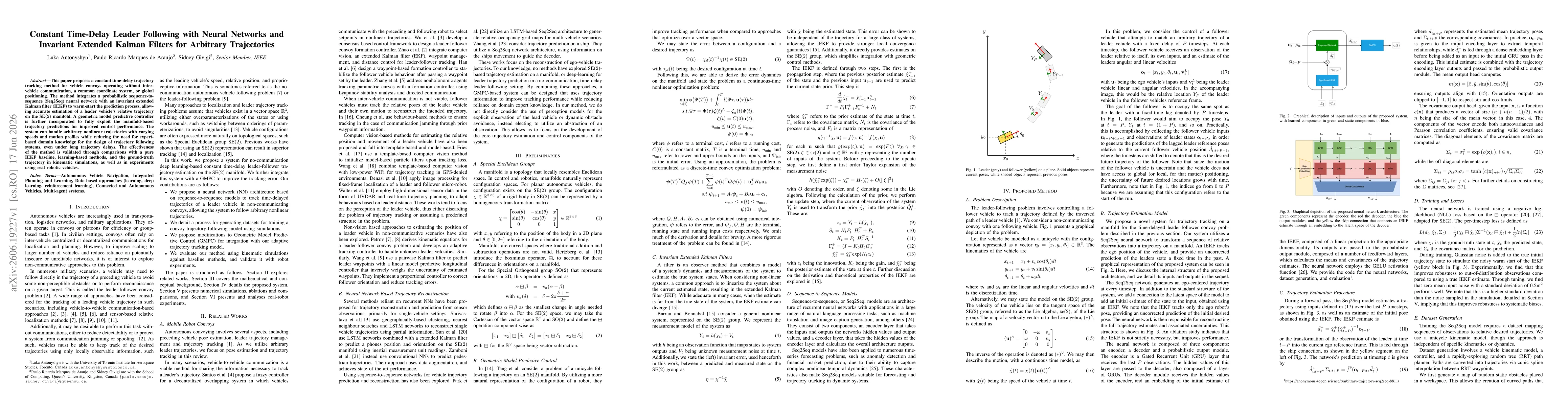 Thumbnail for Constant Time-Delay Leader Following with Neural Networks and Invariant Extended Kalman Filters for Arbitrary Trajectories