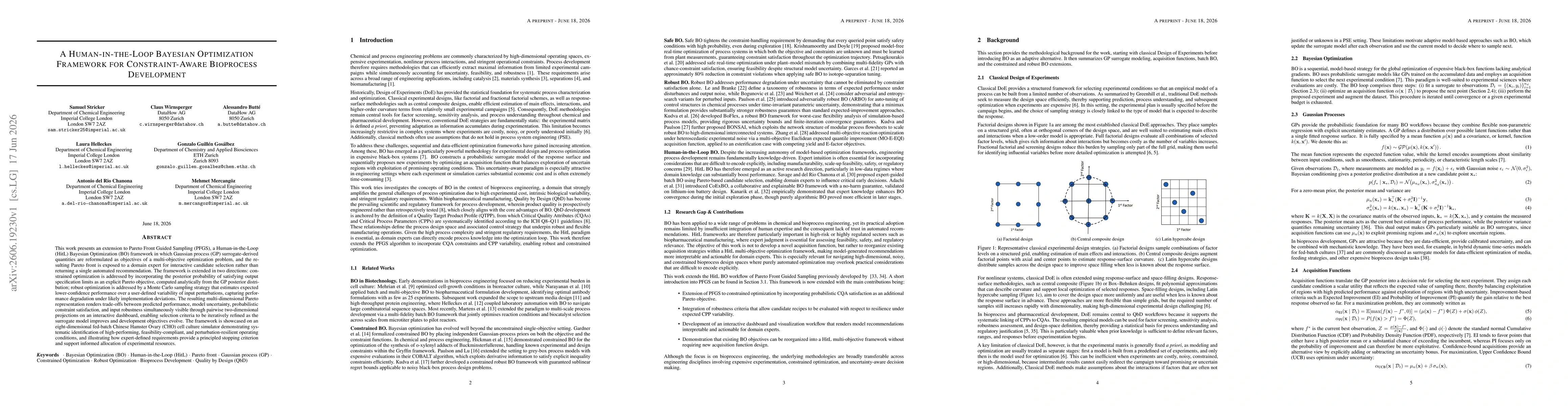 Thumbnail for A Human-in-the-Loop Bayesian Optimization Framework for Constraint-Aware Bioprocess Development