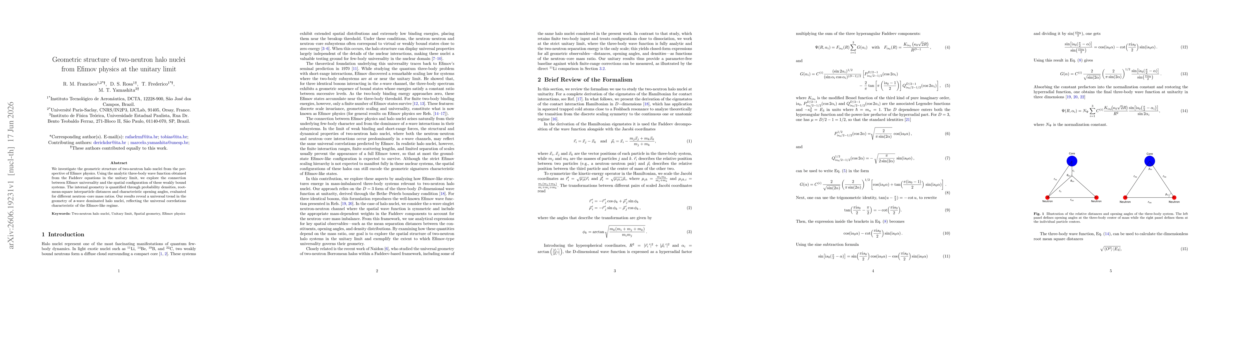 Thumbnail for Geometric structure of two-neutron halo nuclei from Efimov physics at the unitary limit