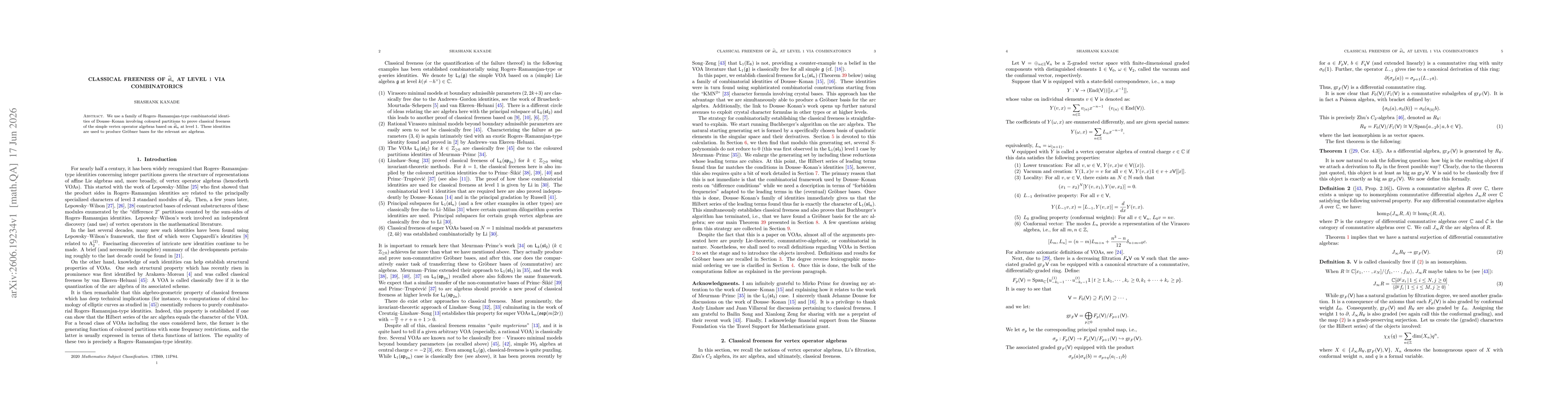 Thumbnail for Classical freeness of $\widehat{\mathfrak{sl}}_n$ at level $1$ via combinatorics
