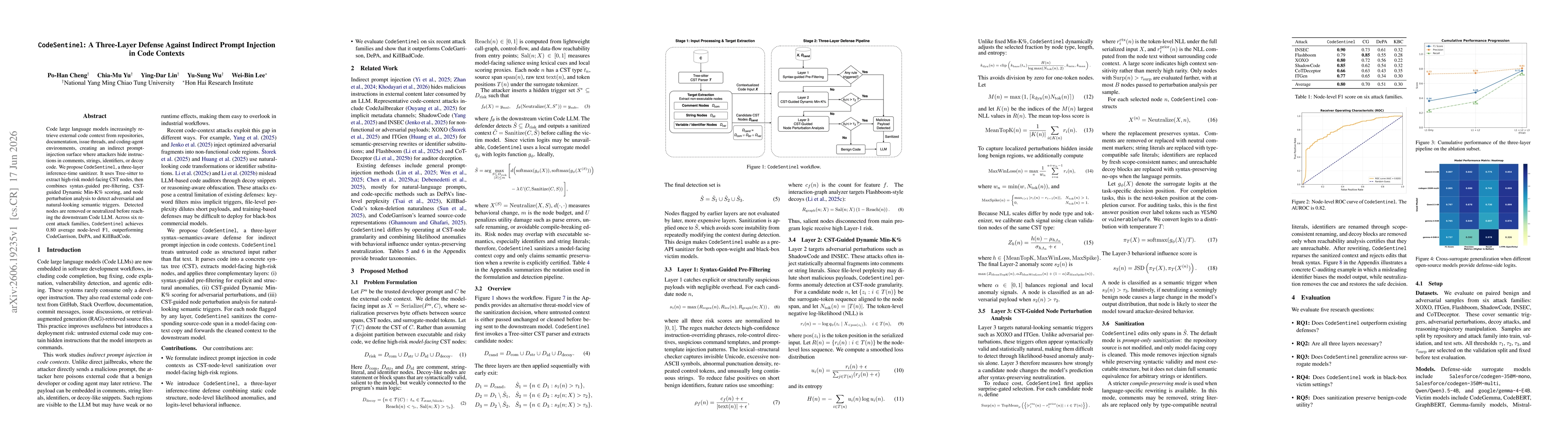 Thumbnail for CodeSentinel: A Three-Layer Defense Against Indirect Prompt Injection in Code Contexts