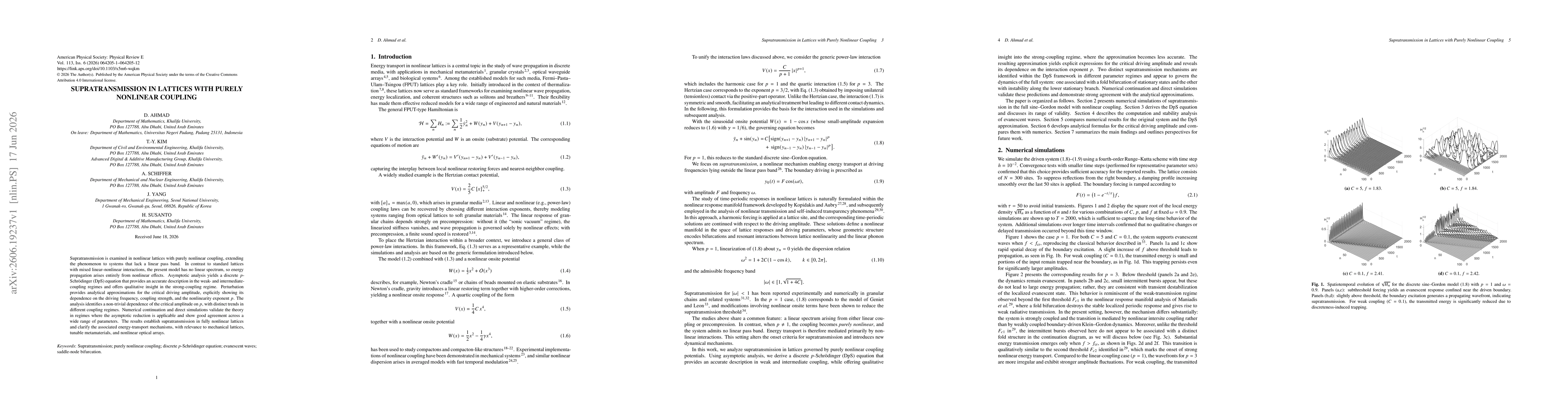 Thumbnail for Supratransmission in Lattices with Purely Nonlinear Coupling