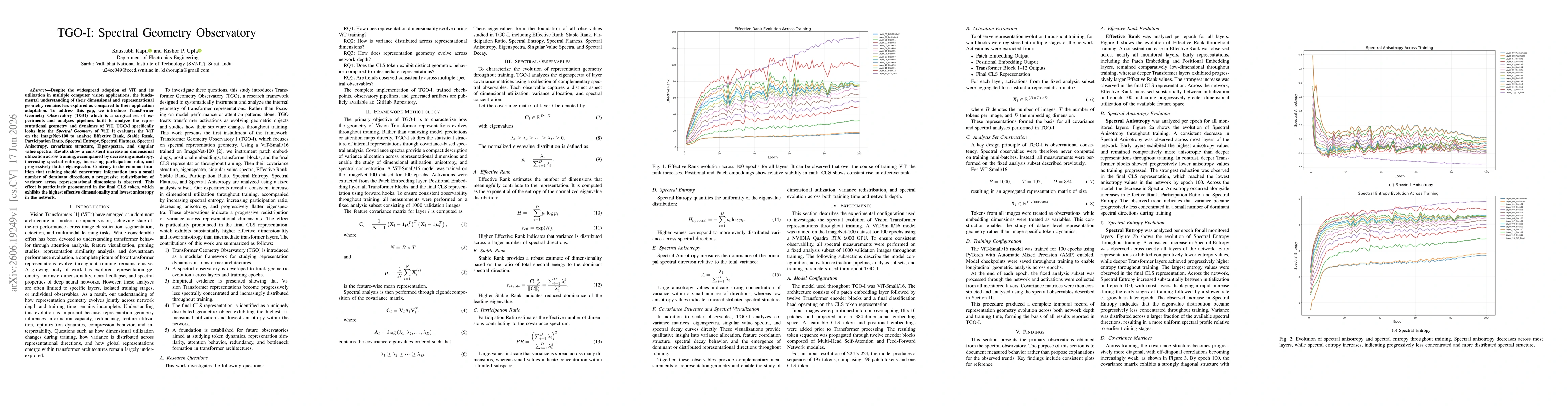 Thumbnail for Transformer Geometry Observatory TGO-I: Spectral Geometry Observatory