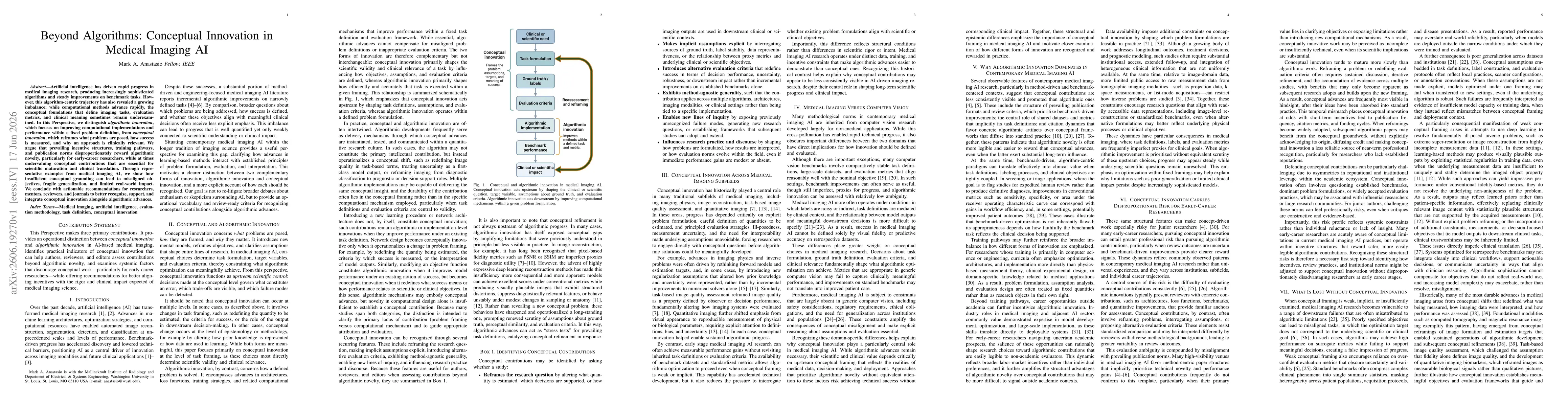 Thumbnail for Beyond Algorithms: Conceptual Innovation in Medical Imaging AI