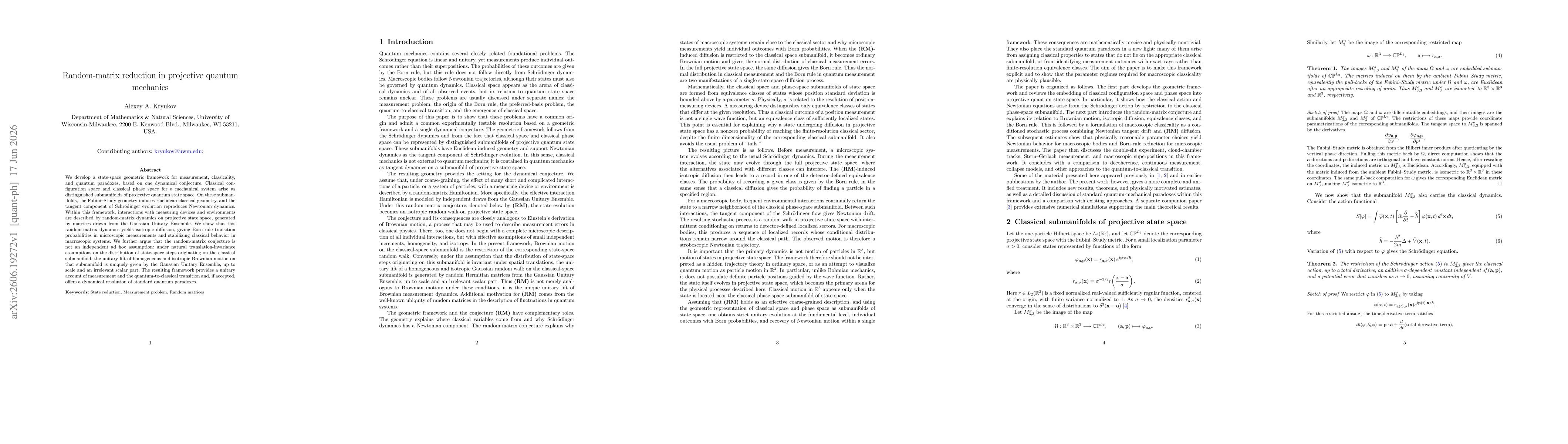 Thumbnail for Random-matrix reduction in projective quantum mechanics