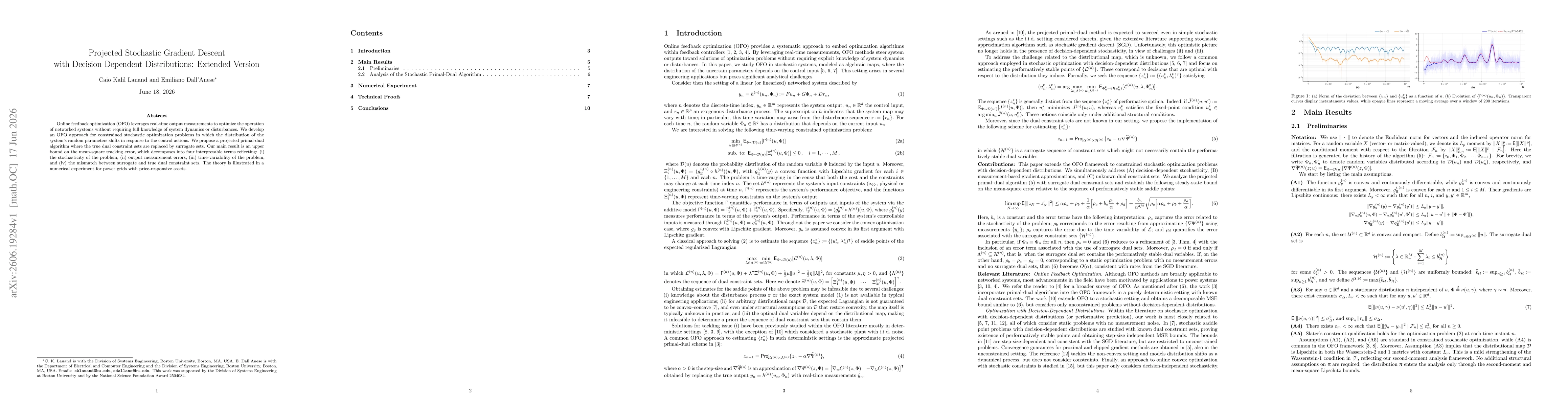 Thumbnail for Projected Stochastic Gradient Descent with Decision Dependent Distributions: Extended Version