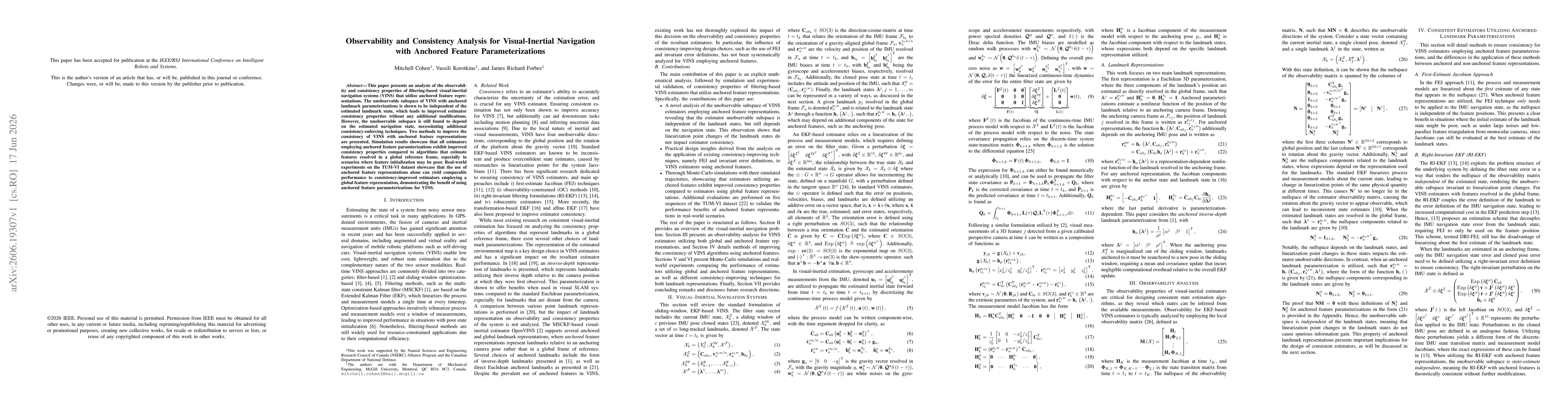 Thumbnail for Observability and Consistency Analysis for Visual-Inertial Navigation with Anchored Feature Parameterizations