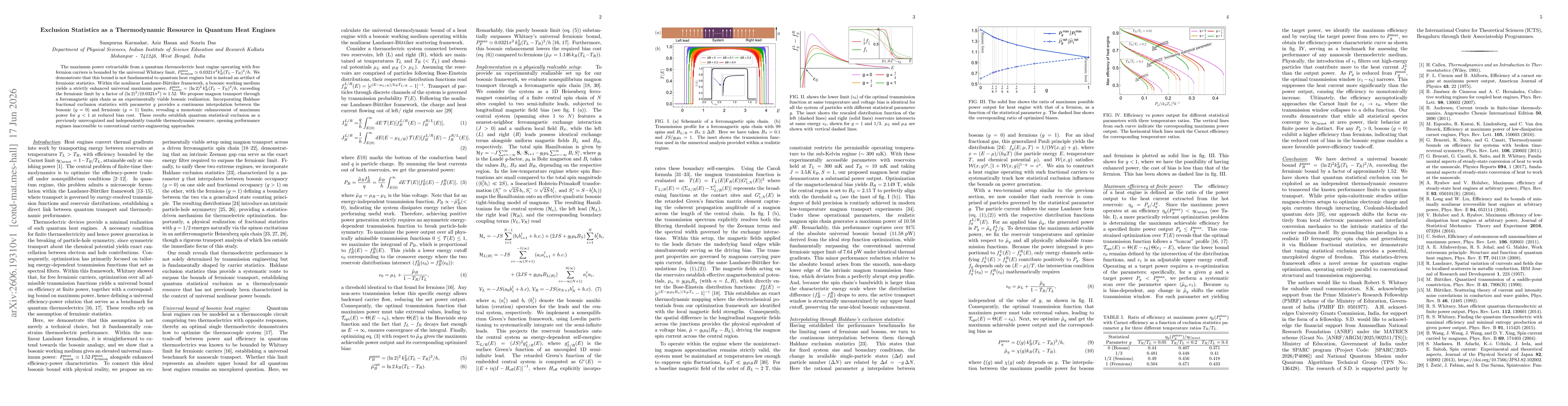 Thumbnail for Exclusion Statistics as a Thermodynamic Resource in Quantum Heat Engines