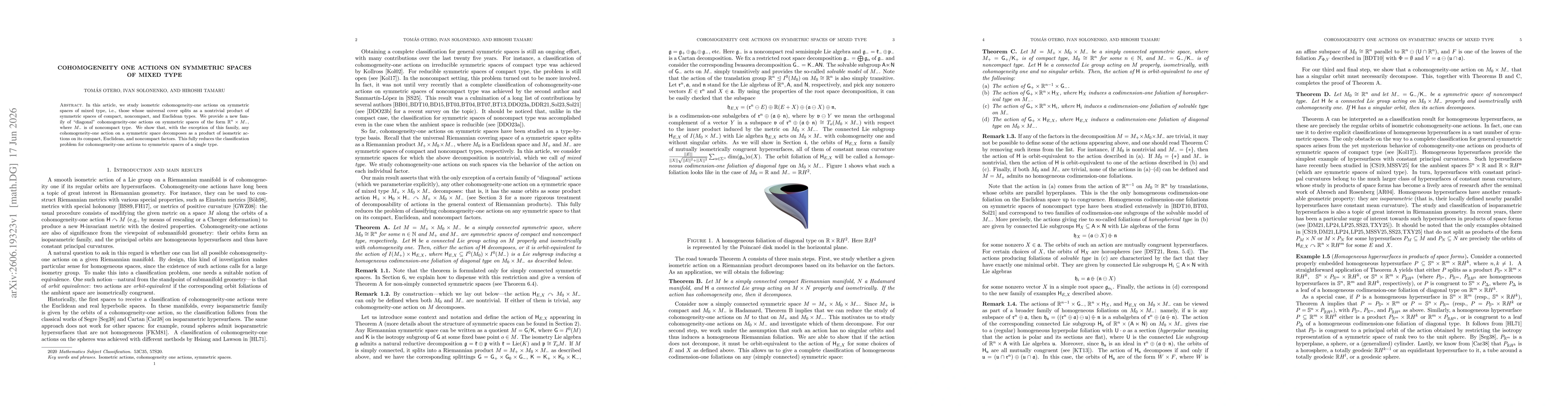 Thumbnail for Cohomogeneity one actions on symmetric spaces of mixed type