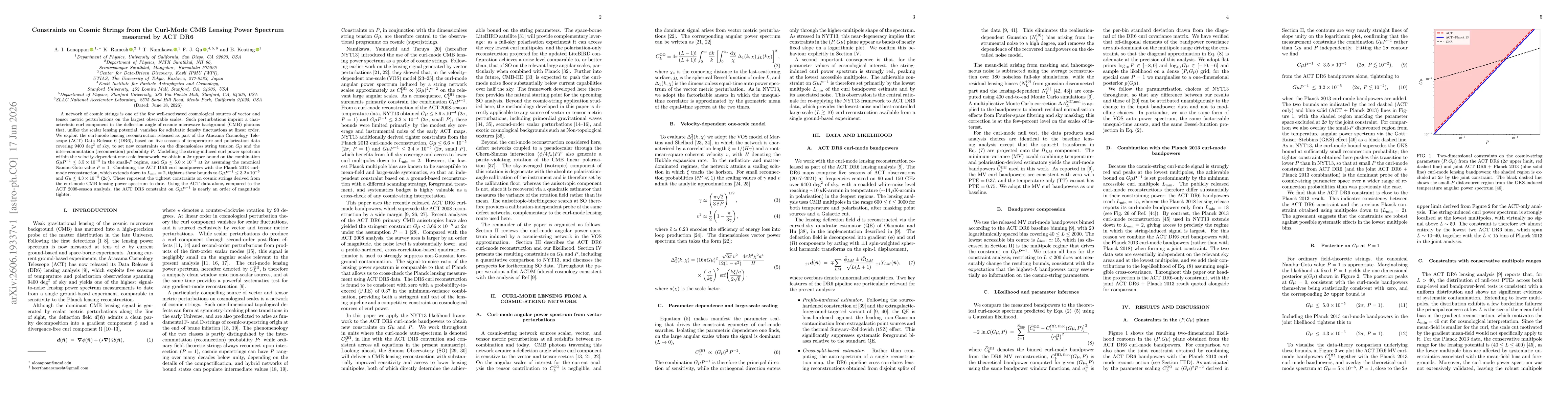 Thumbnail for Constraints on Cosmic Strings from the Curl-Mode CMB Lensing Power Spectrum measured by ACT DR6