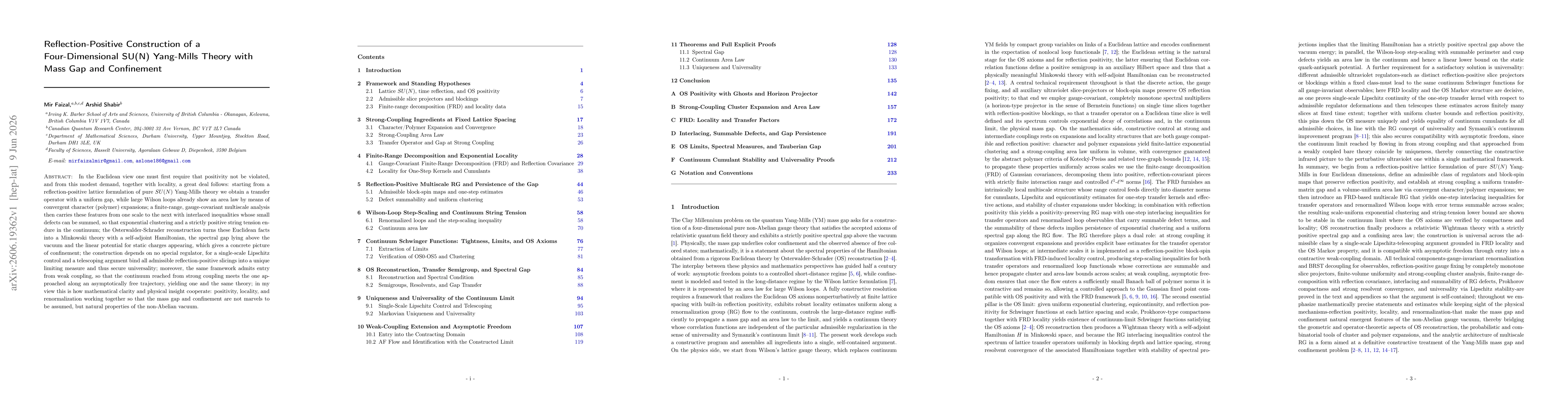 Thumbnail for Reflection-Positive Construction of a Four-Dimensional SU(N) Yang-Mills Theory with Mass Gap and Confinement