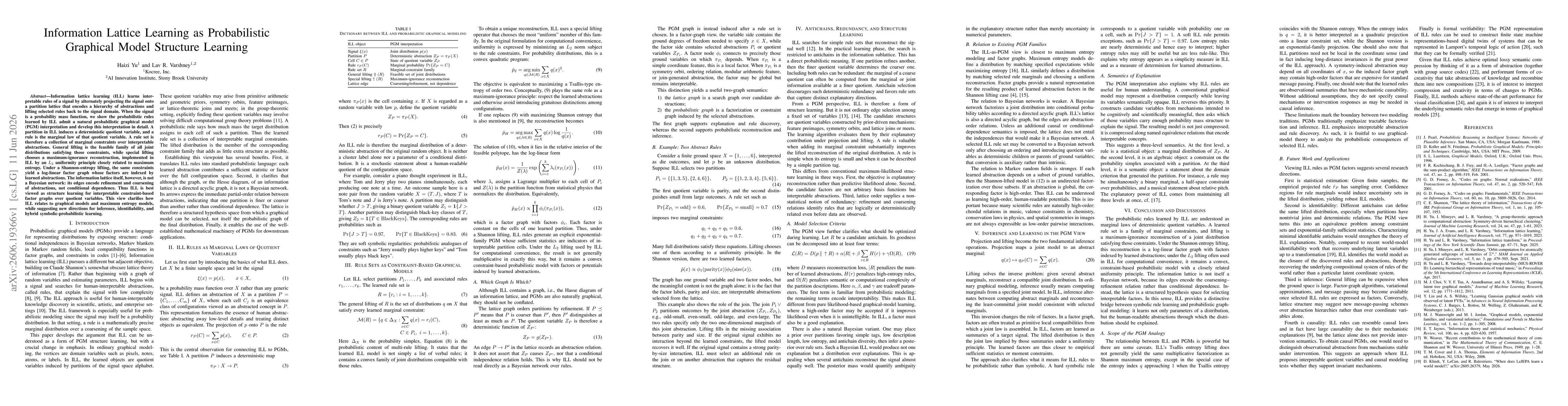 Thumbnail for Information Lattice Learning as Probabilistic Graphical Model Structure Learning