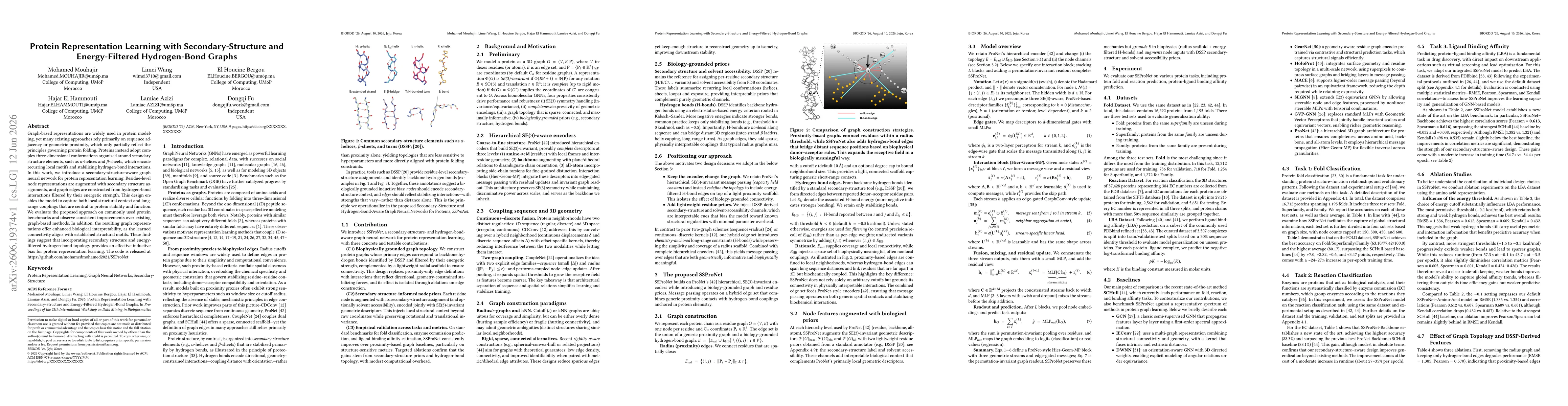 Thumbnail for Protein Representation Learning with Secondary-Structure and Energy-Filtered Hydrogen-Bond Graphs