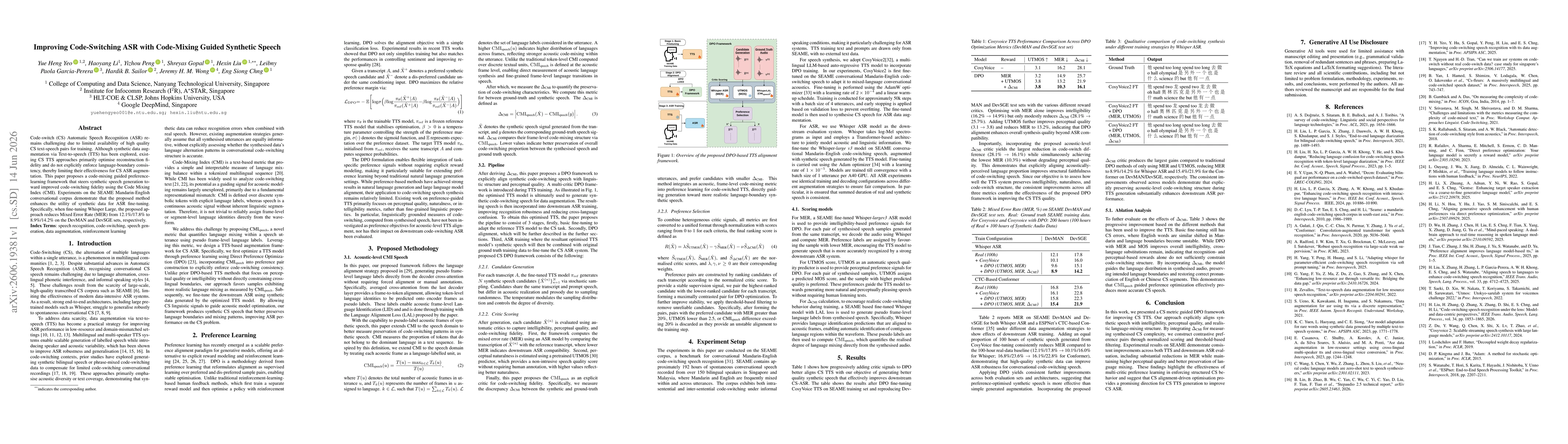 Thumbnail for Improving Code-Switching ASR with Code-Mixing Guided Synthetic Speech